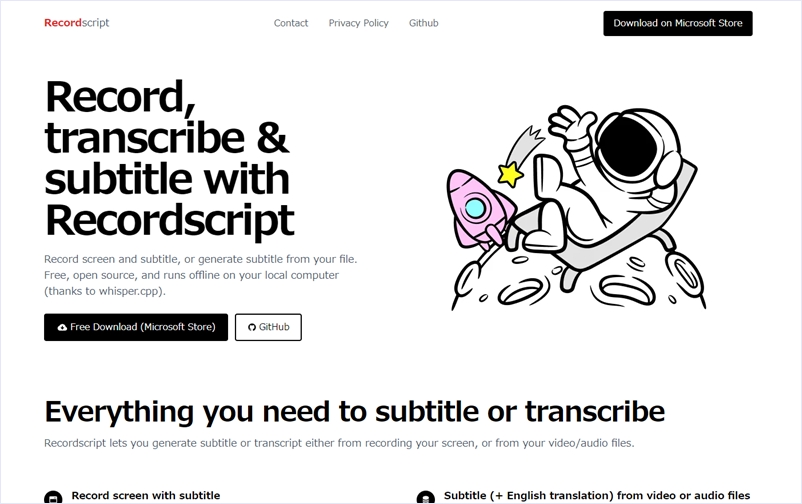 オフラインでも動作可能の、画面録画中にAIによる字幕を自動生成できるオープンソースのデスクトップアプリ・「Recordscript」