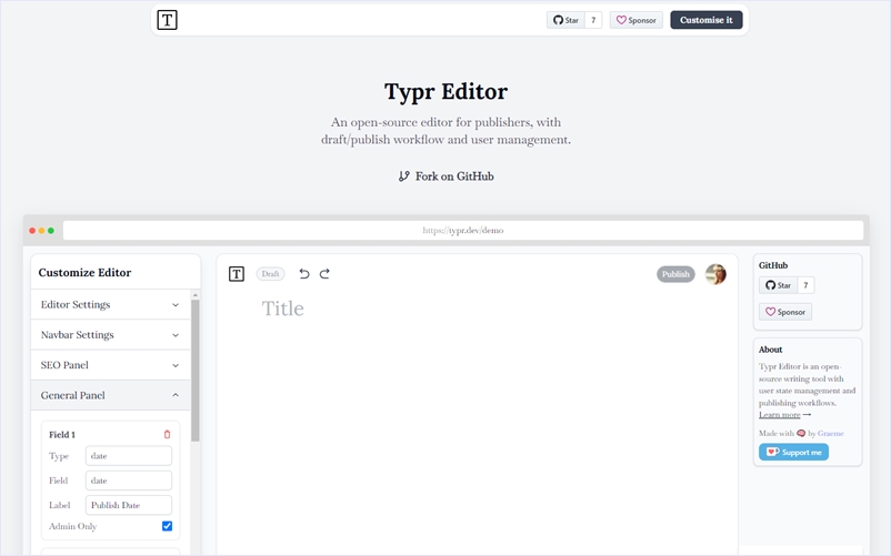 任意のCMS等とも統合可能なオープンソースのMediumライクなテキストエディター・「Typr Editor」