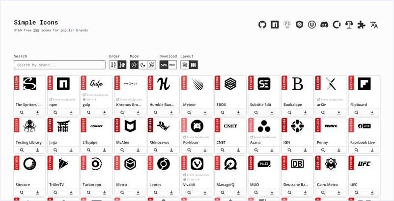 3000以上の世界中のブランドアイコンを提供するSimple IconsをURLで表示できる・「Simple Icons CDN」