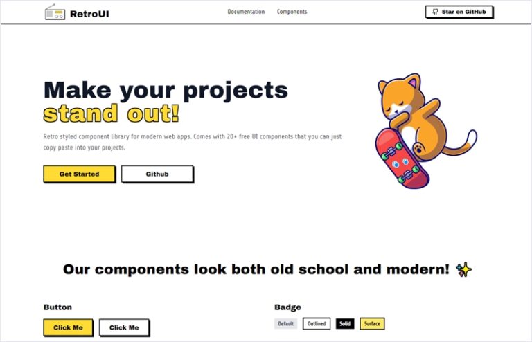 レトロにスタイリングされたWebアプリ用のTailwindコンポーネントライブラリ・「Retro UI」 - かちびと.net