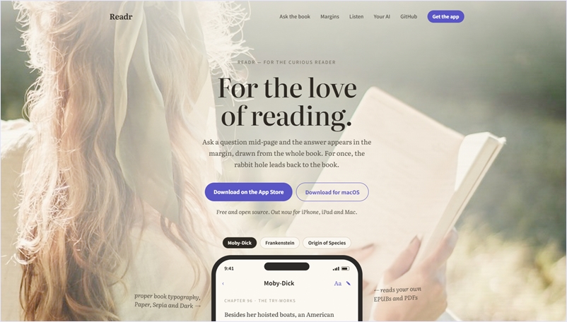 AIを搭載したmacOSおよび iOS向けのオープンソース電子書籍リーダー・「Readr」